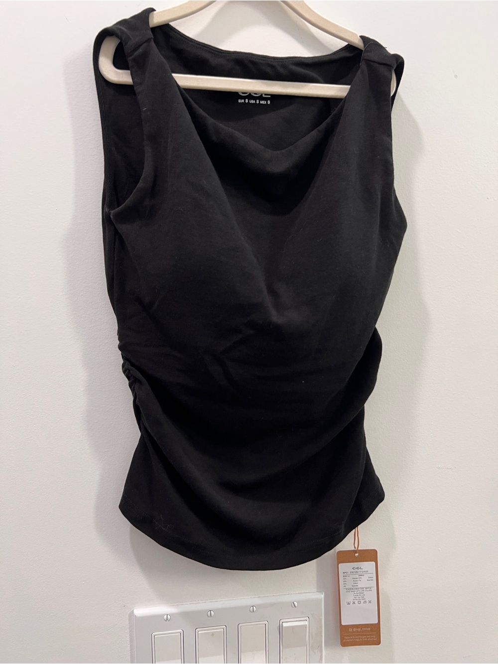 New❤️OGL Black Draped Ruched Tank Top S